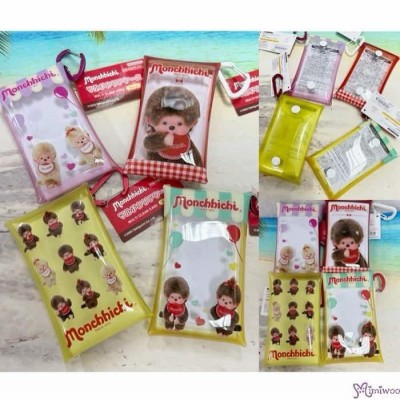 574681 Monchhichi 6.5 x 11.5cm Transparent Plastic Folded Case with Camping Hook - Brown with Balloon